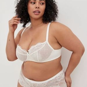UNLINED DEMI BRA - LACE & MESH IVORY